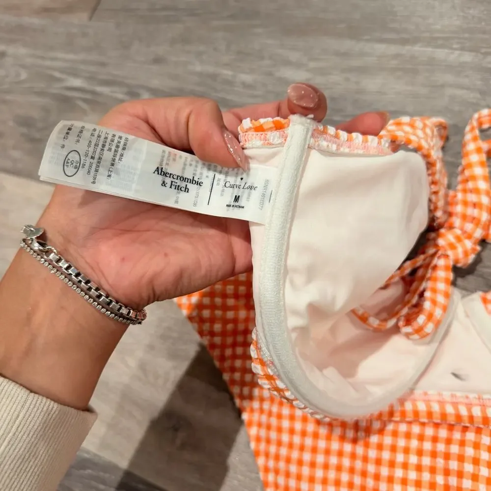 Abercrombie & Fitch Orange Gingham Bikini Size Medium